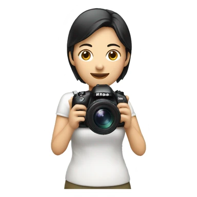 asian woman holding a nikon camera sticker