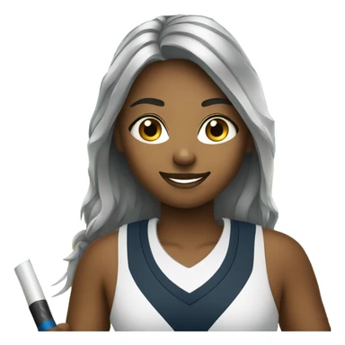 girl with medium deep skin playing field hockey sticker