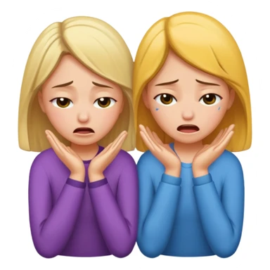 Two girls hunched over crying sticker