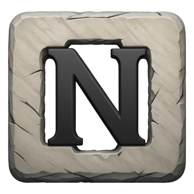 A block with a big black letter "N" on it sticker
