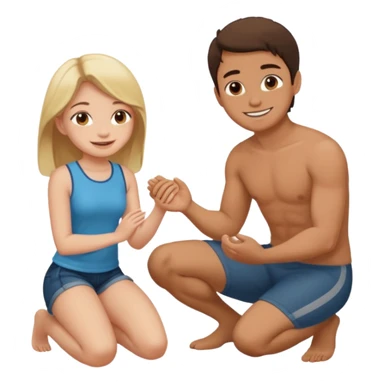 Girl on knees in front of man sticker