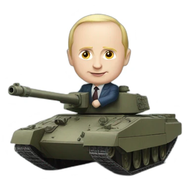 Miniature putin rides a tank sticker