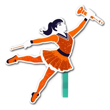 Drill team wearing orange glitter  sticker