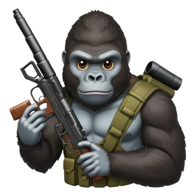 A mean gorilla holding a big gun sticker