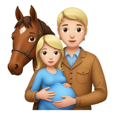 pregnant man  with horse sticker