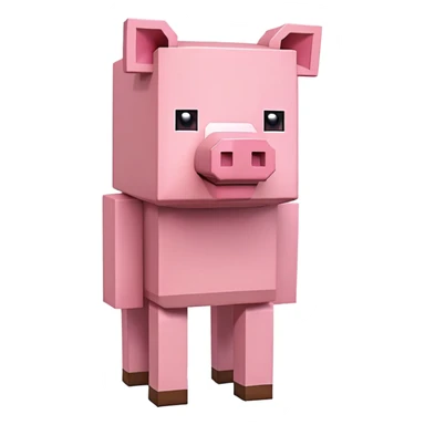 Minecraft pig, full body, pink blocky animal with square head and square body sticker