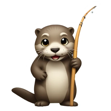 An otter with a fishing pole sticker