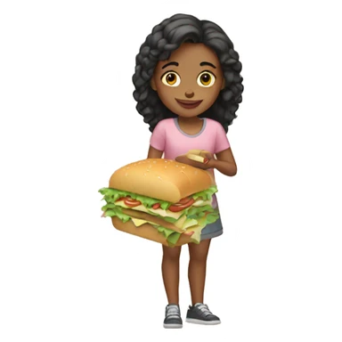 a girl with a sandwich  sticker