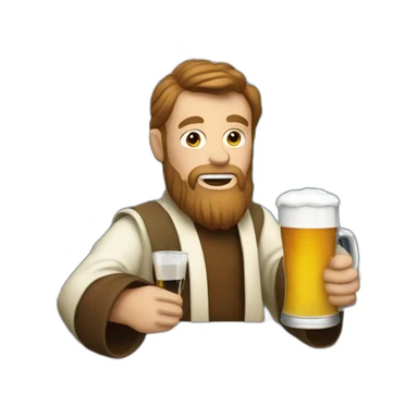 obiwan holding a beer and a computer sticker