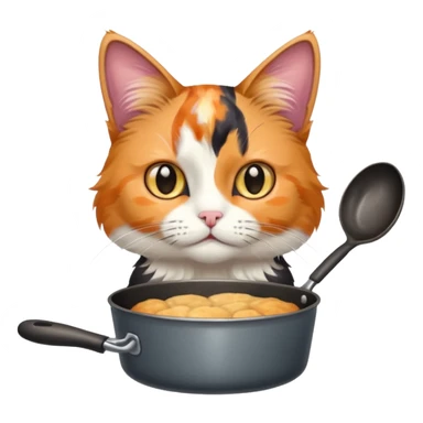Cat holding an pan sticker