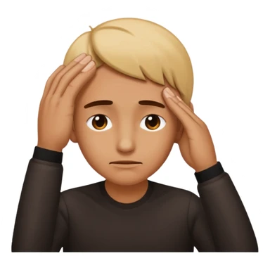 he touched emoji with a furrowed brow and a hand on the forehead sticker