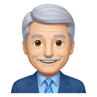 Create an emoji of a 62-year-old man in a blue suit and light blue tie with gray hair. sticker