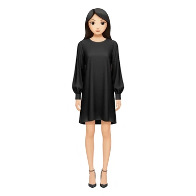 plain isolated black long sleeve shift dress sticker