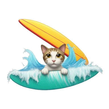 Cat o a surf board  sticker