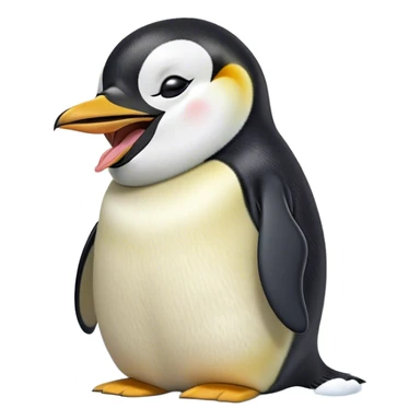 Cinematic Cute Yawning Emperor Penguin Portrait Emoji, Head tilted slightly with a dramatic, wide-open yawn, showcasing smooth, downy feathers with a striking contrast and sleepy, half-closed eyes, Simplified yet irresistibly adorable features, highly detailed, glowing with a soft, cozy polar glow, high shine, relaxed yet expressive, stylized with a touch of whimsical charm, soft glowing outline, capturing the essence of a drowsy yet affectionate arctic guardian that seems ready to stretch out and nap! sticker