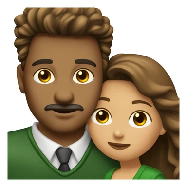 Beso pareja hombre pelo ondulado, ojos verdes y mujer pelo ondulado ojos marrones sticker