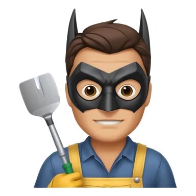 gardener with tanned skind and batman mask sticker