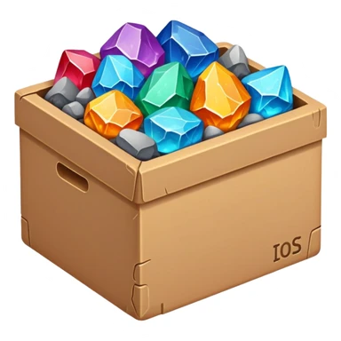 cardboard box full of valuable mineral ores sticker
