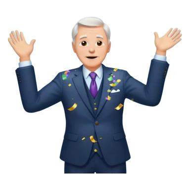 old white man in a suit throwing sticker