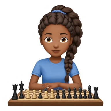 black girl with braid playing chess sticker