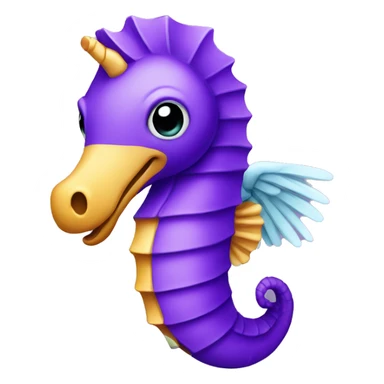 Purple sea horse with angel wings sticker
