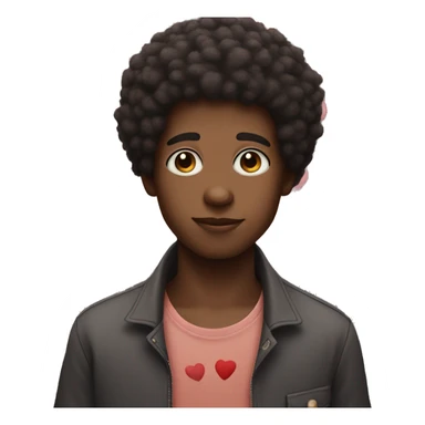 afro boy with hearts as eyes sticker