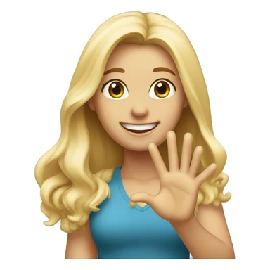 Blonde Girl Long hair says hi sticker