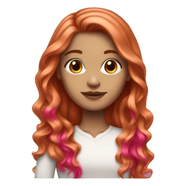 White girl with long copper hair with hot pink highlights sticker