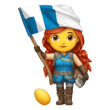 female winter mountaineer red hair holding easter red egg and greek flag  sticker