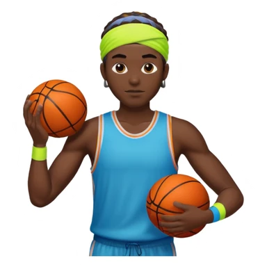 Basketball guy with neon headband, hold ball sticker