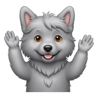 A gray dog waving sticker