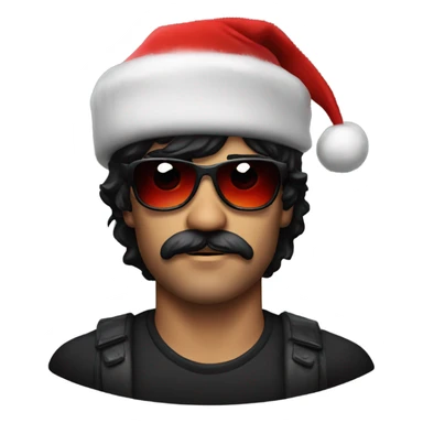 A man similar to dr disrespect with a Christmas hat sticker