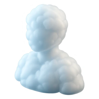 A person from the shoulders up, entirely composed of white fluffy convex clouds sticker