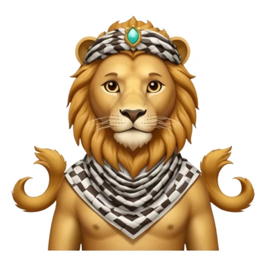 León con keffiyeh estilo rey árabe actual  sticker