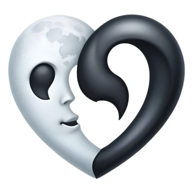 black heart with white moon sticker