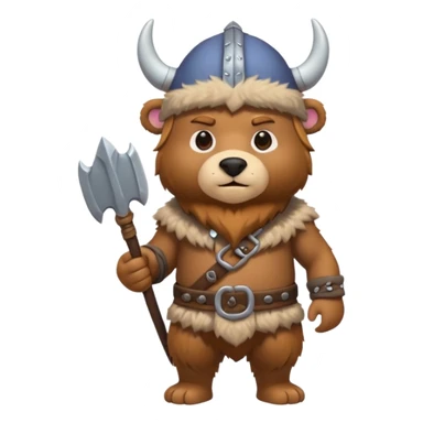 a cartoon Viking fully body bear with horned cap sticker