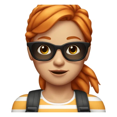 ginger girl with sunglasses on top of her head, wearing a striped no sleeve top sticker