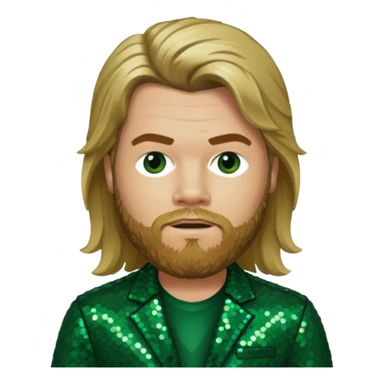 Ryan Dunn from Jackass with long dark blonde hair, dark green sequin outfit sticker