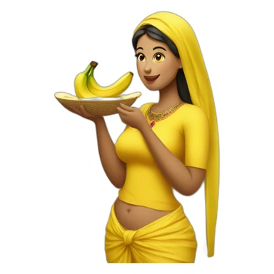 a Moroccan curvy woman eating banana sticker