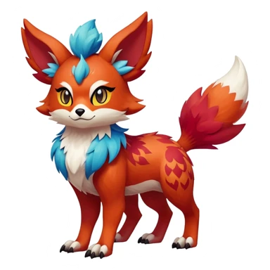 Falvie-Fionbri-fantasy-creature-Fakémon-Pokémon, full body, with markings sticker