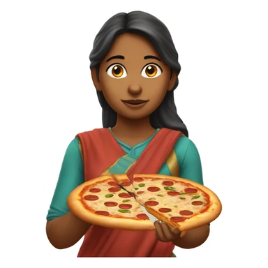 indian girl eating pizza sticker