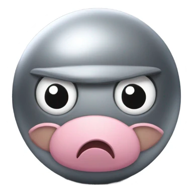 Metal cute mad Kirby Gray ball driving on 4 car wheels with mad eyebrows game sticker