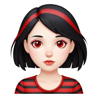 Pale girl, black hair with red striped hair sticker