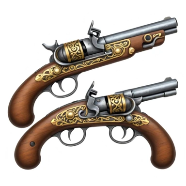 2 flintlock pistols laid on top of one another sticker