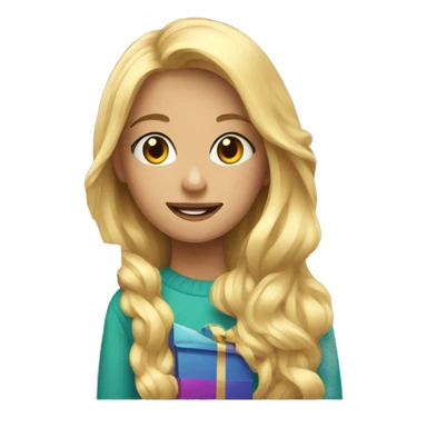 Blond girl with presents  sticker