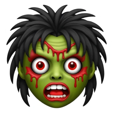 emoji de garota zumbi de cabelo preto e MINI franja sticker