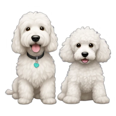 Black mini goldendoodle and white poodle best friends sticker