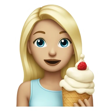 Beautiful blonde girl eating an icecream  sticker