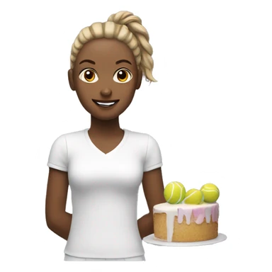Tennis player with cake white girl sticker