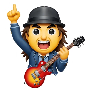 Cinematic Realistic AC/DC Pop Culture Emoji, showcasing an electrifying portrayal inspired by the legendary rock band rendered with vivid textures and energetic lighting. sticker